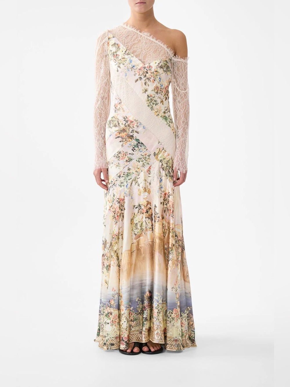 CAMILLA | floral print lace trim dress